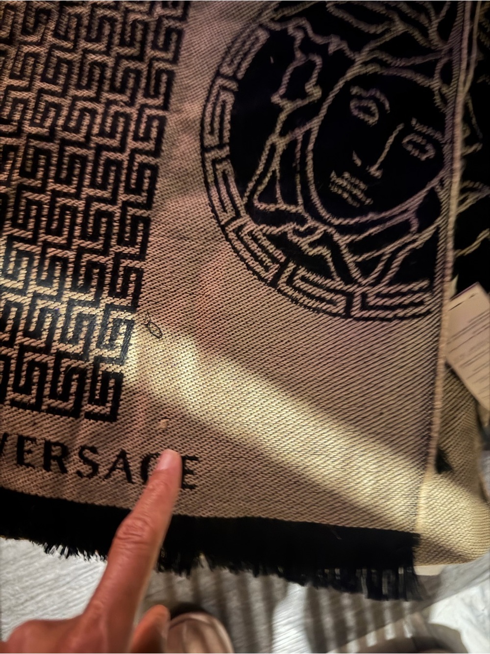 Versace Black and Beige Medusa Jacquard Throw - Picture 2 of 4